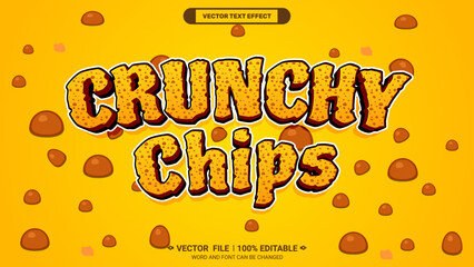 Aufkleber - Crunchy chips 3d editable vector text style effect for packaging product advertisement