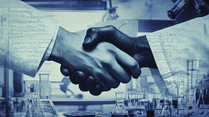 Poster - A handshake symbolizing collaboration in scientific research.