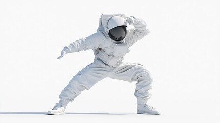 Aufkleber - A stylized astronaut in a dynamic pose, suggesting movement or action in a space-themed context.