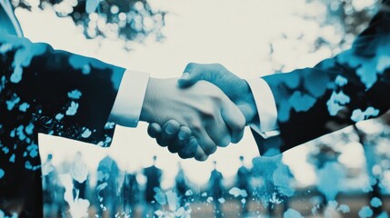 Aufkleber - A close-up of two hands shaking, symbolizing agreement and partnership.