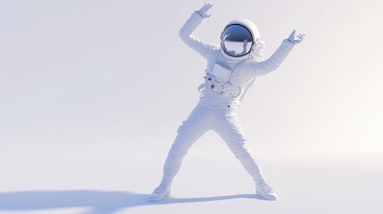 Aufkleber - A playful astronaut in a white suit striking a fun pose against a light background.