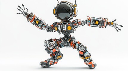 Poster - A futuristic robot character in a dynamic pose, showcasing intricate mechanical design.