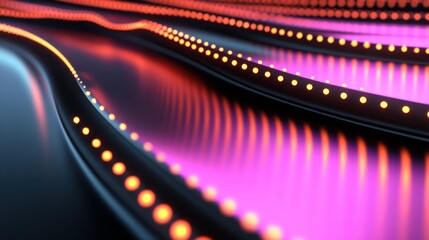 Aufkleber - Abstract waves with glowing lights creating a dynamic visual effect.