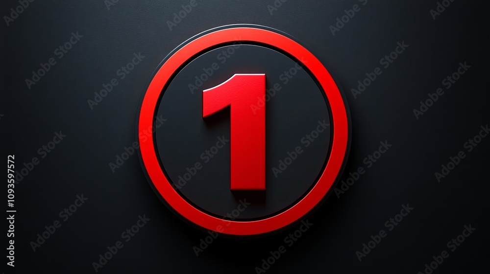 This image depicts the number one, showcased within a striking red ...