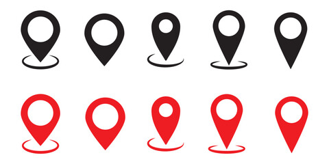Fototapete - Set of location pin icons. location pin place marker. Location icon. Map marker pointer icon set. Modern map markers. Pin icon vector isolated on white background.