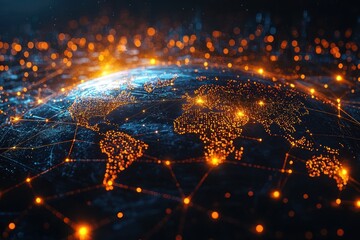 Poster - A 3D Rendering of the Earth with a Digital Network Overlay