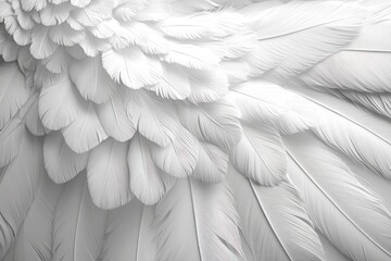 Poster - A Close-Up of Delicate White Feathers, Forming a Textured Pattern
