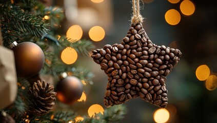 Poster - Coffee Bean Star Ornament on a Christmas Tree