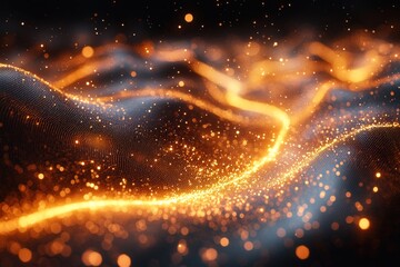 Poster - Abstract Golden Glitter Pattern with Blurred Lights