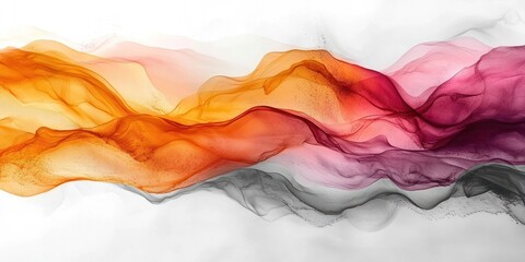 Aufkleber - Abstract Ink Swirls in Orange, Pink, and Grey Hues