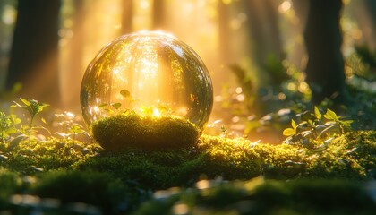 Poster - Crystal Ball Reflecting Sunlight Through Forest Trees