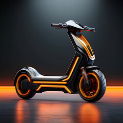 Wall Mural - Futuristic Electric Scooter Concept with Neon Orange Accents