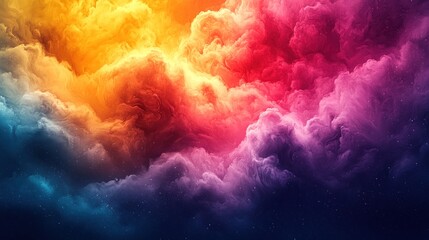 Poster - Abstract Cosmic Cloudscape with Vibrant Colors and Stars