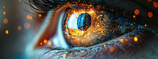 Poster - Human Eye with Glowing Circuitry Pattern