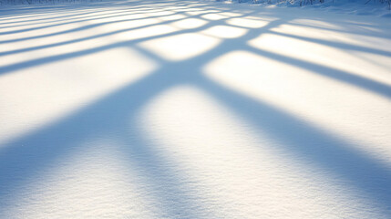 Wall Mural - Beautiful winter scene with intertwined tree shadows on pristine snow