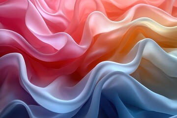 Poster - Abstract Wavy Pattern of Colorful Sheer Fabric