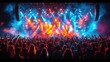 © upnowgraphics - Crowd of People Silhouetted Against a Bright Stage at a Concert