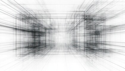 Poster - Abstract Grid Pattern with Intersecting Lines on a White Background