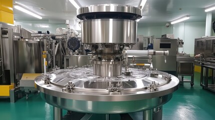 Poster - Stainless Steel Industrial Machine with Rotating Platform