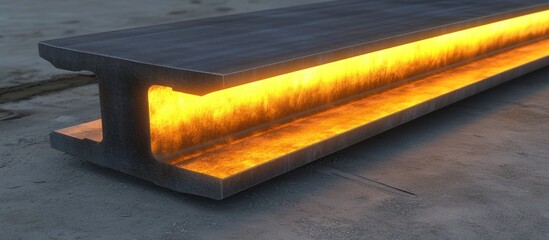 Poster - Illuminated Steel I-Beam with Glowing Interior