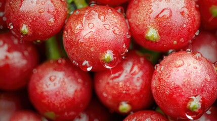 Poster - Close-Up of Red Berries Covered in Water Droplets