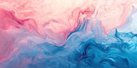 Poster - Abstract Painting with Pink and Blue Swirls