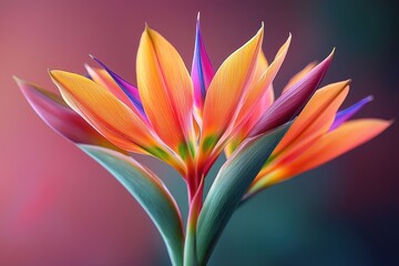 Poster - Vibrant Bird of Paradise Flower with Orange, Pink, and Blue Petals