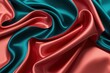 © Michael - Vibrant Abstract Flowing Coral and Teal Gradient Satin Fabric Display