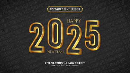 Wall Mural - 2025 new year golden editable text effect in new modern trend style