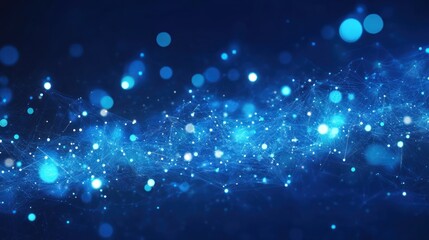 Leinwandbilder - Abstract blue background with glowing particles and connected lines.