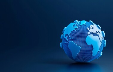 Poster - the concept of global network connectivity and business communication, featuring a night view of the