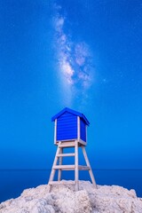Wall Mural - The observation tower at Schauinsland, with the Milky Way as its backdrop.