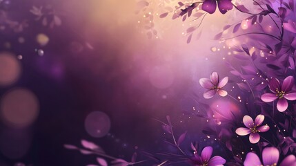 Aufkleber - A soft, ethereal background with delicate purple flowers and leaves.