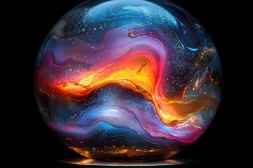 Aufkleber - A Glittering Sphere of Swirling Colors and Hues