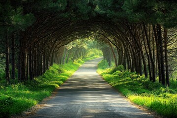 Poster - Winding Road Through a Canopy of Trees