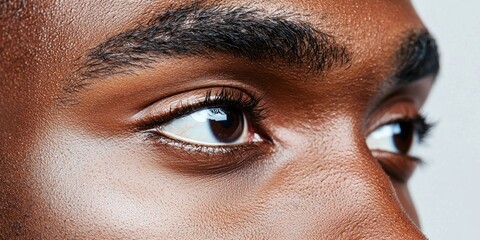 Poster - Close-up of a Man's Eye with Dark Eyebrows and Long Eyelashes