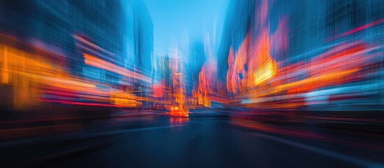 Poster - Abstract Cityscape with Streaks of Light and Color