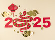 © castellanos80 - Chinese new year, year of the snake, year 2025 with snake in red and gold colors.