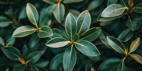 Leinwandbilder - Close-up of Lush Green Leaves with Light Veining
