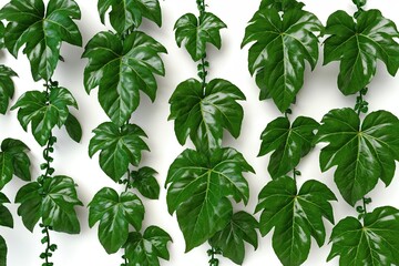 Creeper Plants 3D Rendered Isolated Green Leaves on White Background