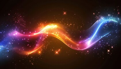 Wall Mural - A Bright, Glowing Wave of Light in a Starry Sky