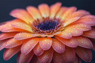 Poster - Close-up of a Dew-Covered Orange Flower Petals