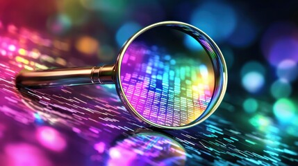 Poster - A Magnifying Glass Revealing a Pattern of Rainbow Hues