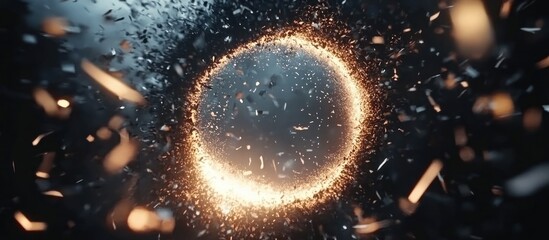 Poster - Glowing Ring of Light Surrounded by Particles in Dark Space