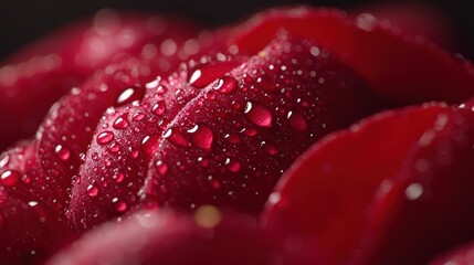 Poster - Close-up of Dewdrops on a Red Flower Petal
