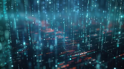 Digital binary code matrix background - 3D rendering of a scientific technology data binary code network conveying connectivity, complexity and data flood of modern digital age