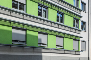 Wall Mural - View of beautiful building with windows in city
