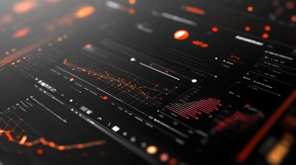 Aufkleber - Abstract futuristic interface with data visualization and graphs.