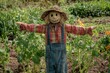 © Анатолий Сав - A scarecrow with a friendly smile stands in the center of a vibrant vegetable garden, guarding the crops against pests during daylight. Generative AI