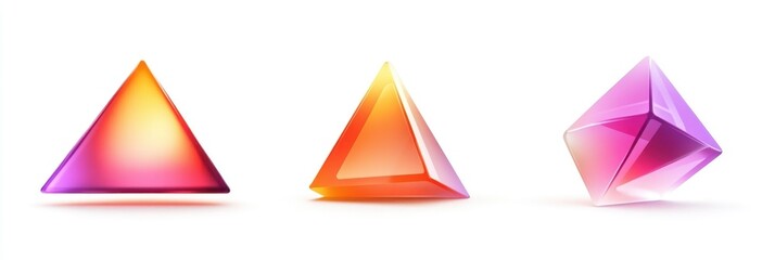 Poster - Three 3D geometric shapes with glowing color gradient.